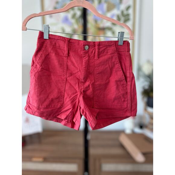 Pistola Mid Rise Stretch Utility Pockets Shorts Preppy Dark Coral Womens Size 26 - Picture 1 of 8